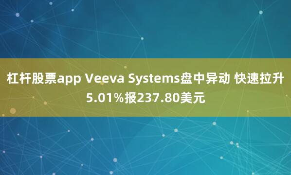 杠杆股票app Veeva Systems盘中异动 快速拉升5.01%报237.80美元