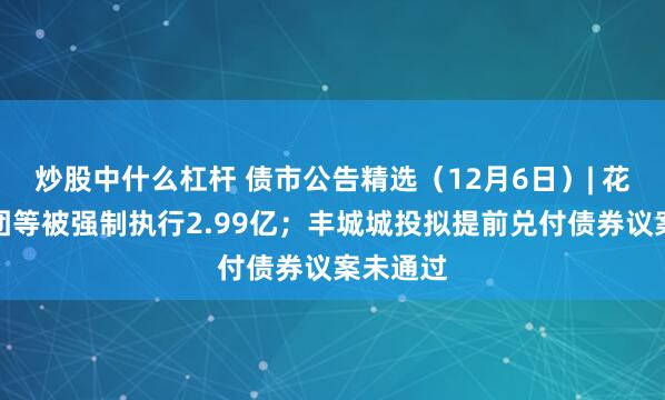 炒股中什么杠杆 债市公告精选（12月6日）| 花样年集团等被强制执行2.99亿；丰城城投拟提前兑付债券议案未通过