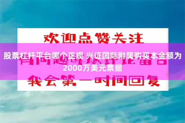 股票杠杆平台哪个正规 兴证国际附属购买本金额为2000万美元票据