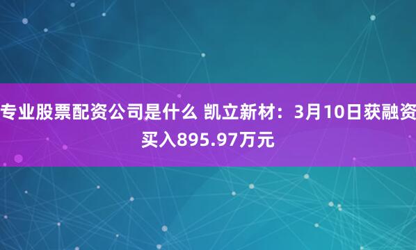 专业股票配资公司是什么 凯立新材：3月10日获融资买入895.97万元